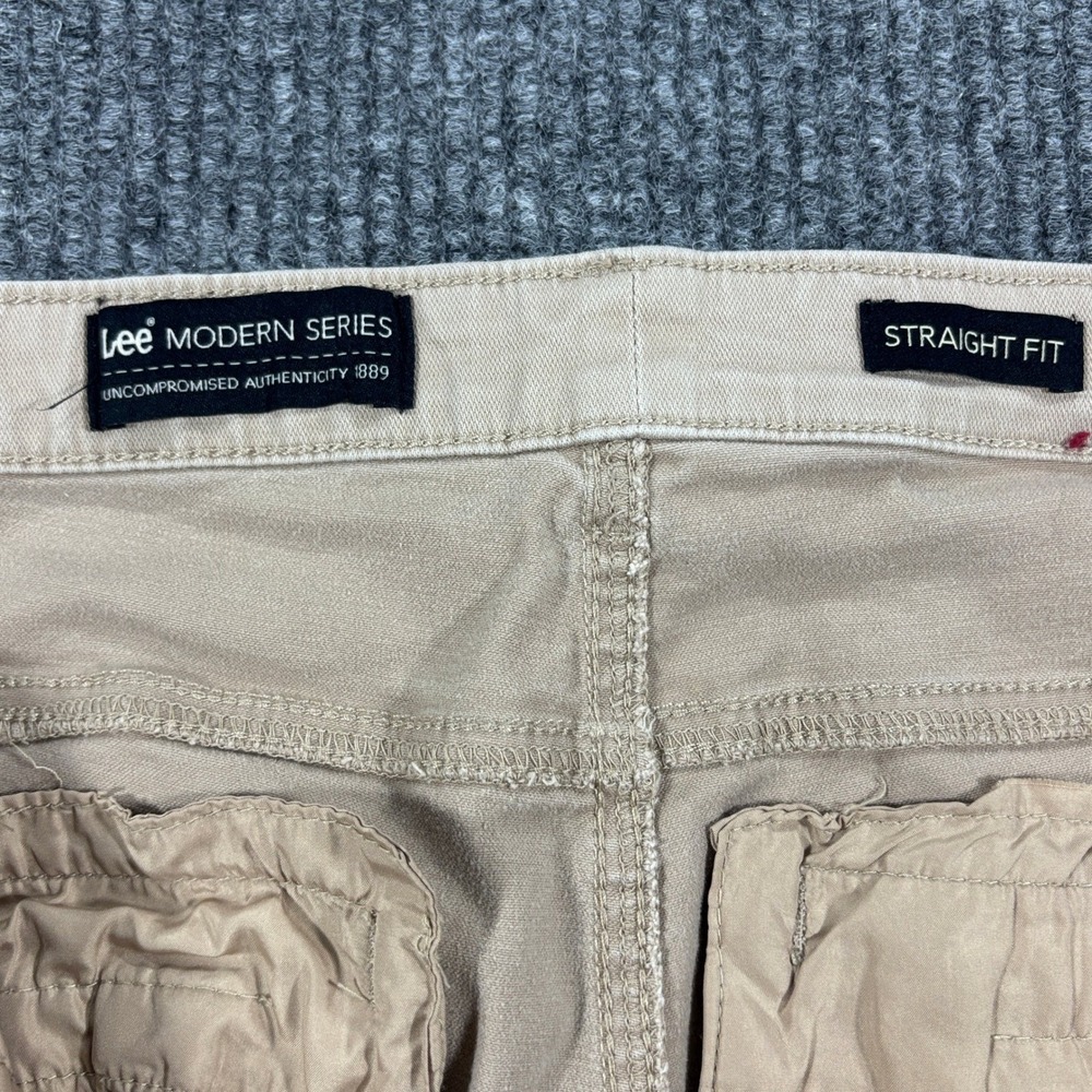Lee Modern Series Straight Fit Pants Women 22W Tan Khaki Utility Zipper Pockets - Picture 10 of 14